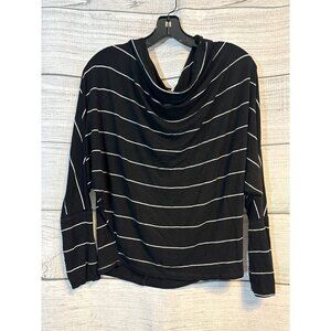Elan Striped Top With Cowl Neck & Long Sleeves Size L